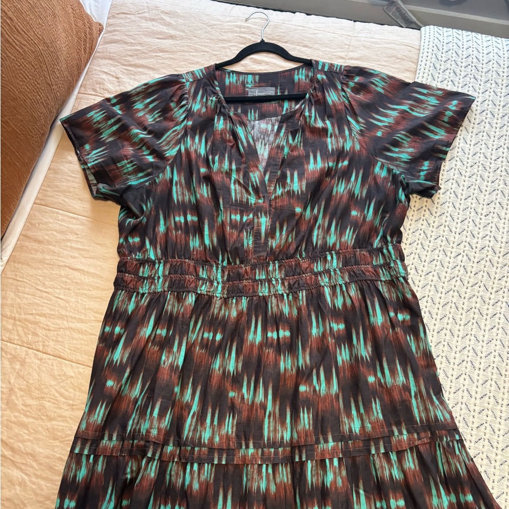 The Somerset Maxi Dress | Anthropologie | Dark Brown, Rust, Teal | 3X | Ikat